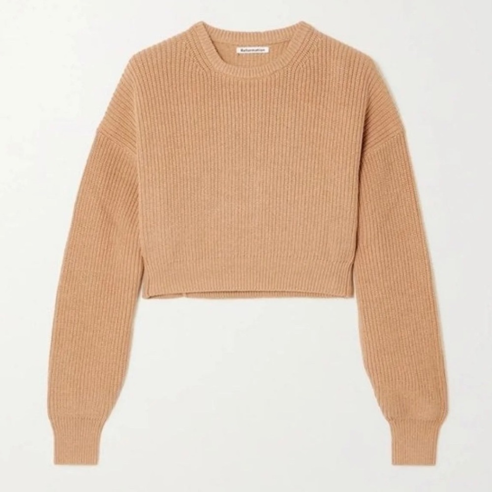 Reformation Cropped Sami Buff Sweater, NWT Size Large